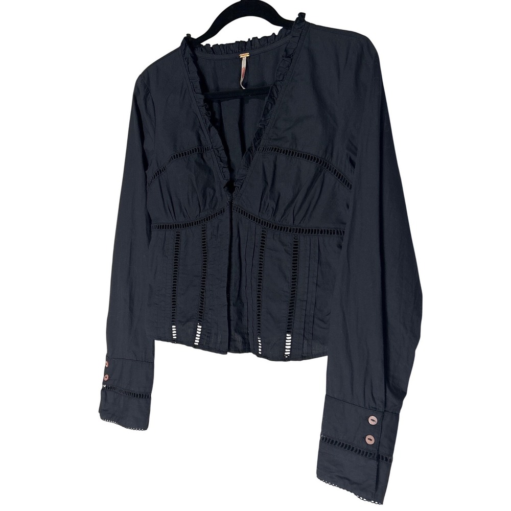 Free People Frankie Corset Ladder Lace Ruffle Neck Smocked Top Small Retail: $98